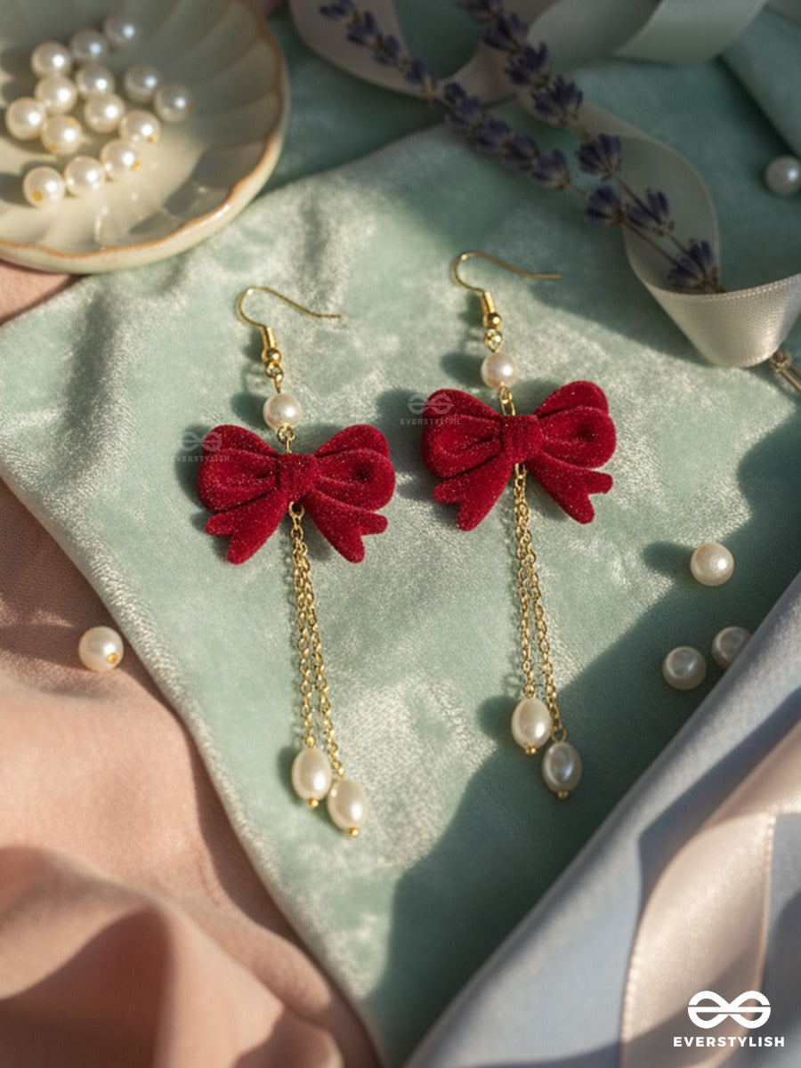 Tie Drizzle - Flowy Bow Earrings With Chain Drops
