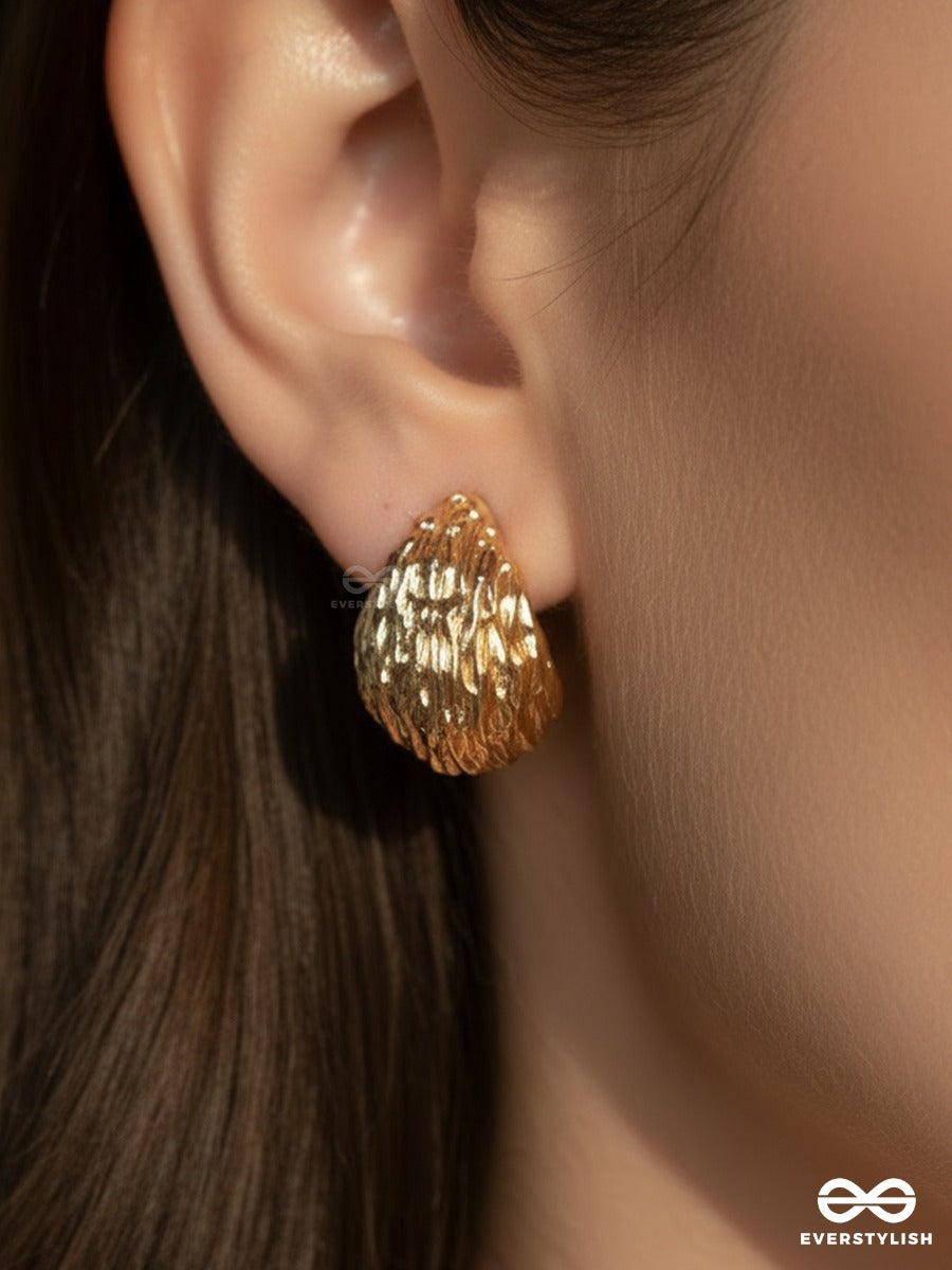 Gilded Ripple - Hammered Metal Stud Earrings