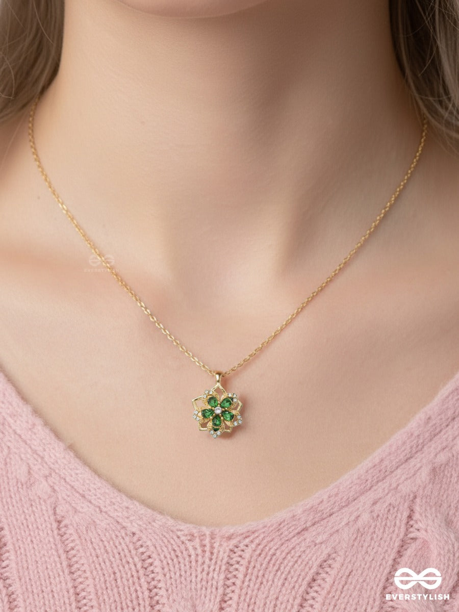 Emerald Bloom - Anxiety Spinning Necklace With Floral Pendant