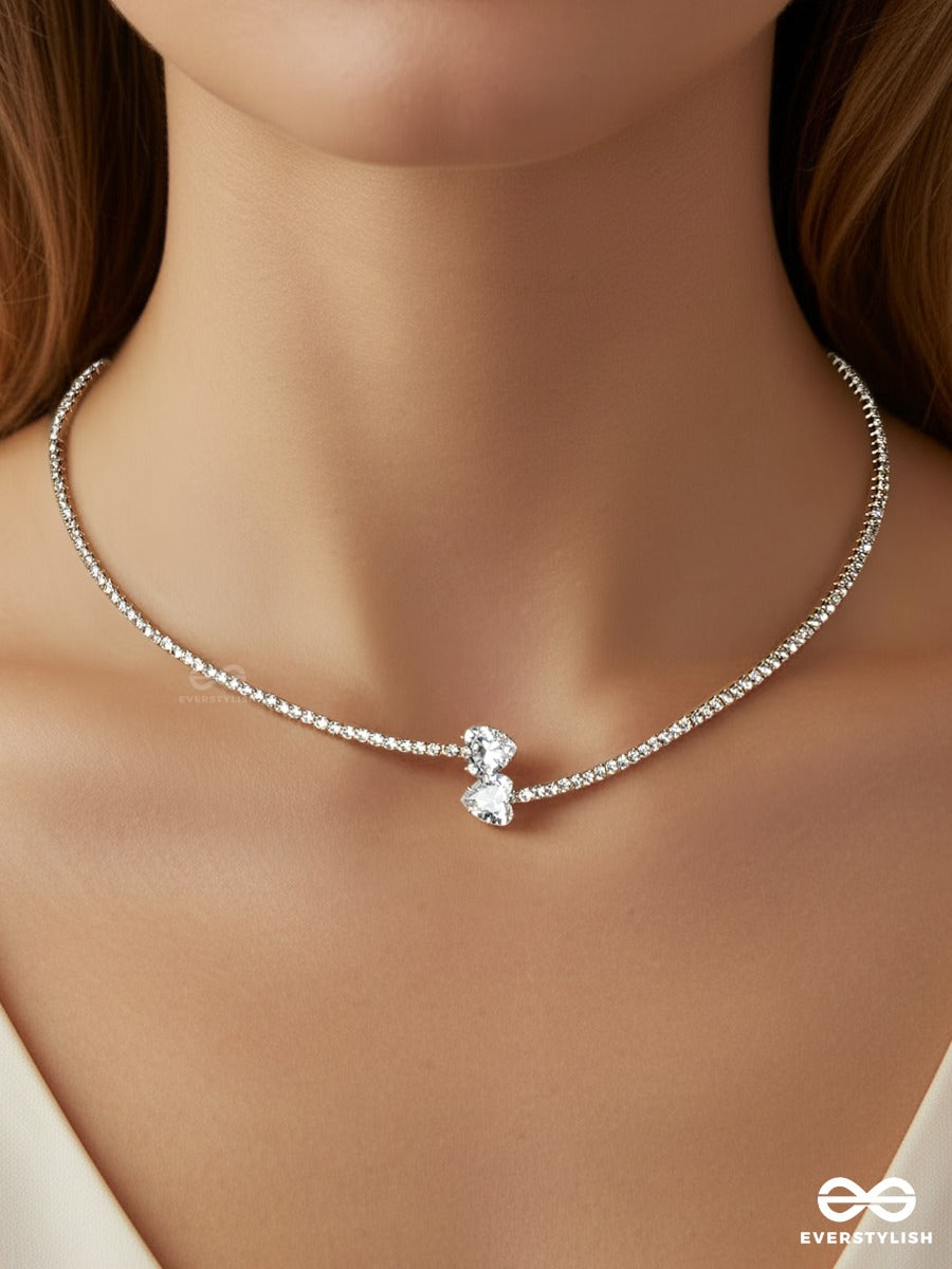 Twin Glint - Minimal Stone Necklace