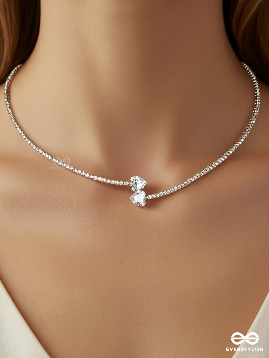 Twin Glint - Minimal Stone Necklace