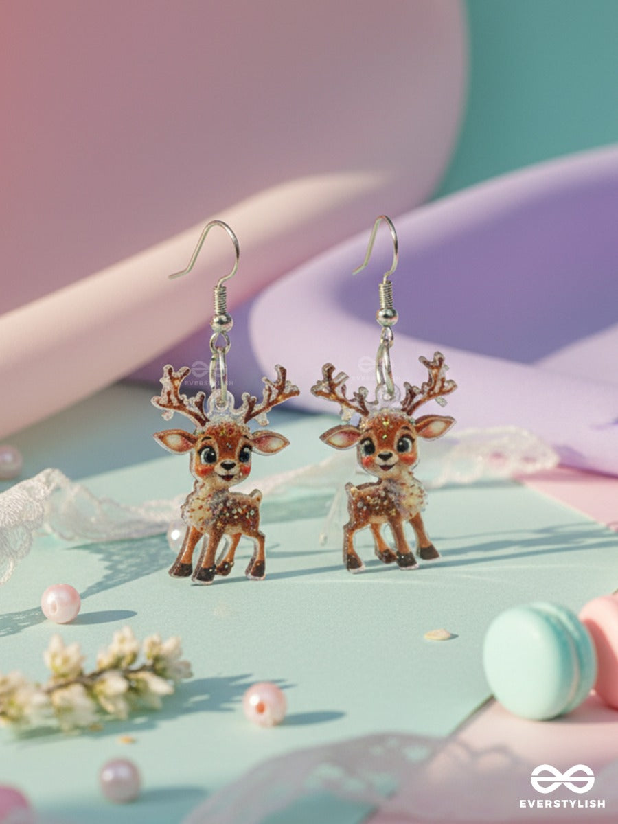 Polar Whimsy - Cute Reindeer Dangle Earrings