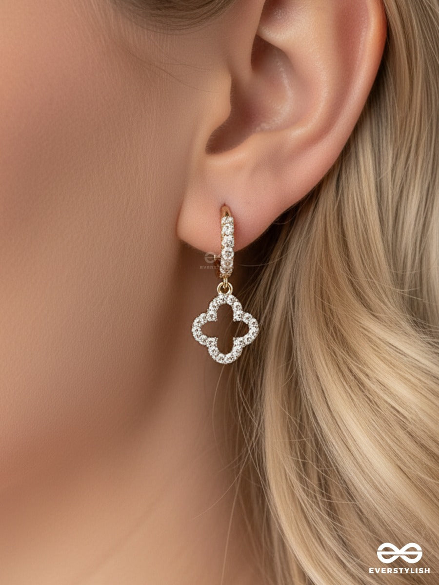 Luck Emblem - Stone Drop Clover Earrings