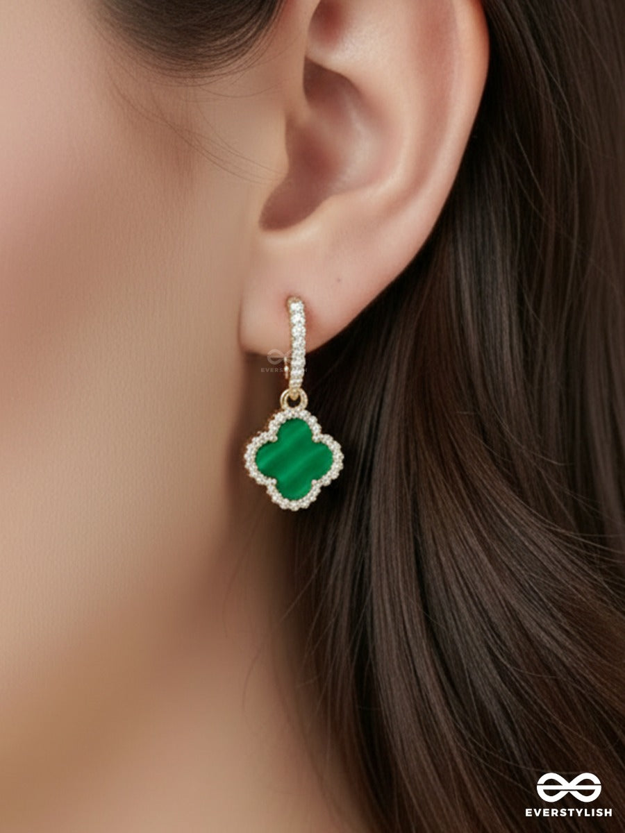 Emerald Trefoil - Stone Drop Clover Earrings
