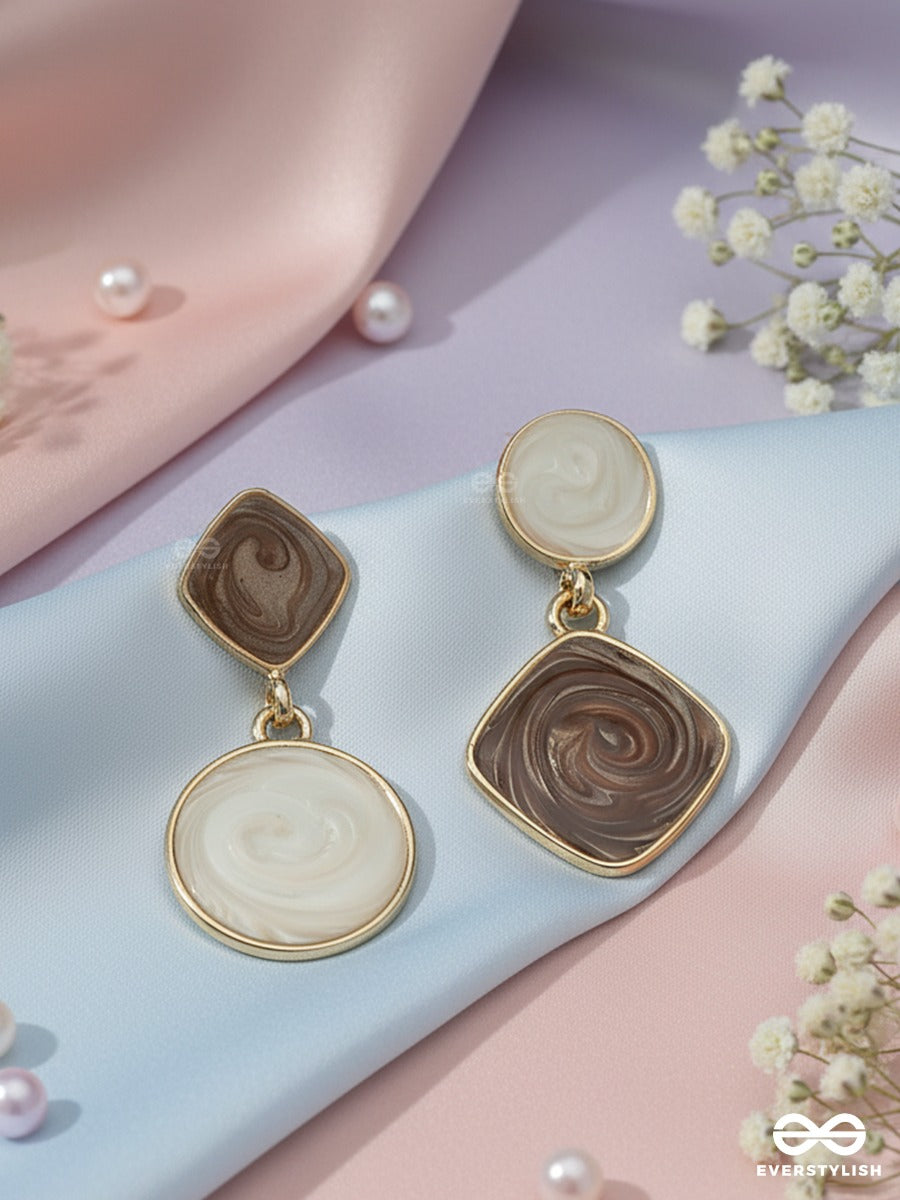 Caramel Swirl - Resin Drop Earrings