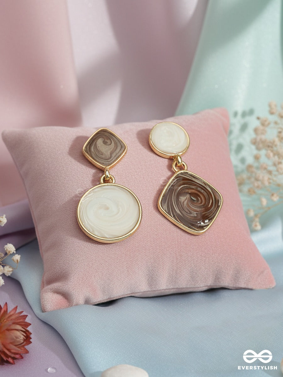 Caramel Swirl - Resin Drop Earrings
