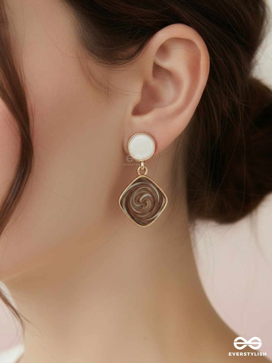 Caramel Swirl - Resin Drop Earrings