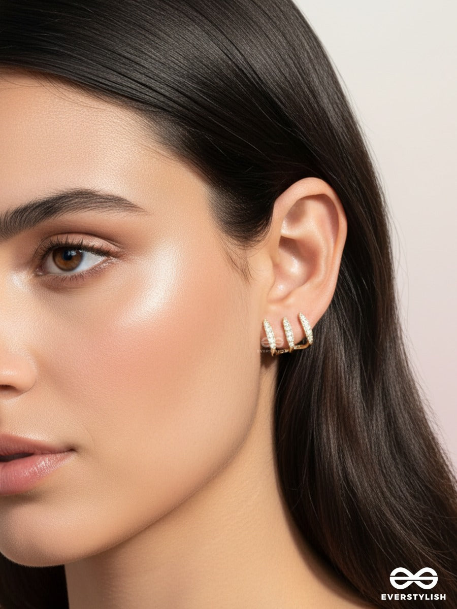 Tiara Trace - Minimal Crown Golden Stud Earrings