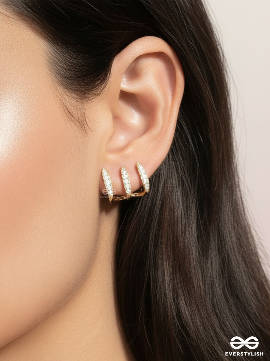 Tiara Trace - Minimal Crown Golden Stud Earrings