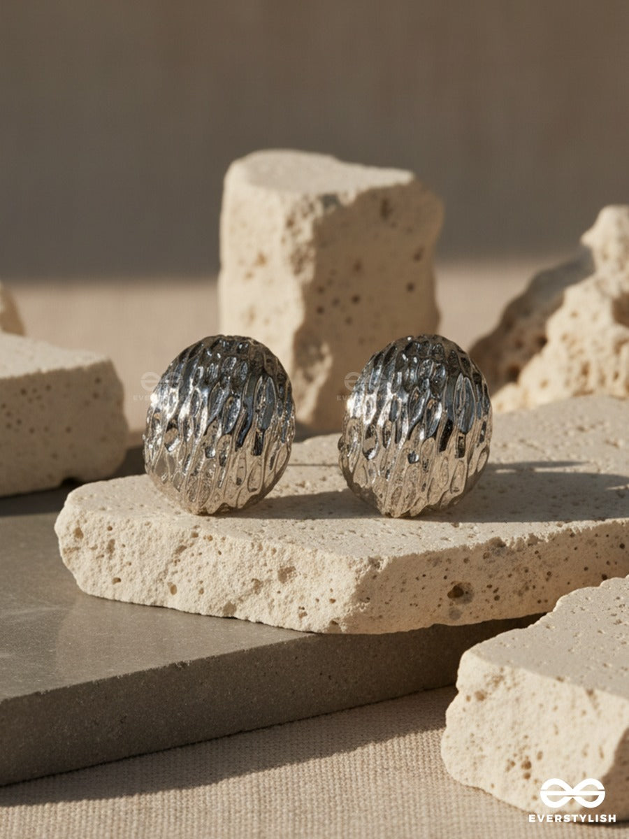 Frost Ripple - Hammered Metal Stud Earrings