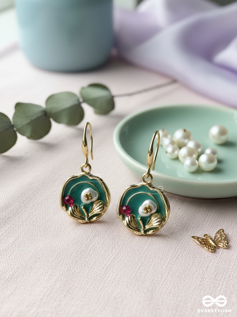 Meadow Medallion - Enamel Floral Earrings