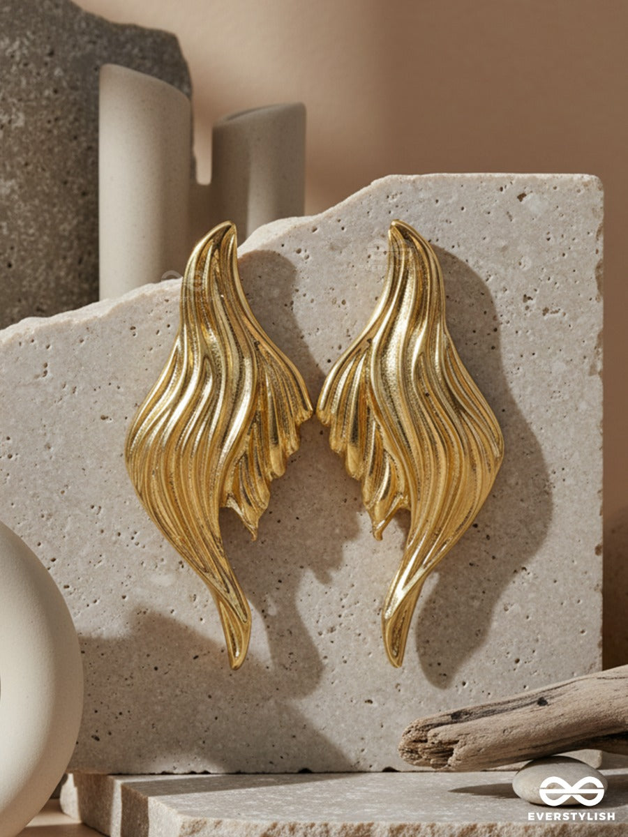 Wing Drape - Textured Drop Earrings