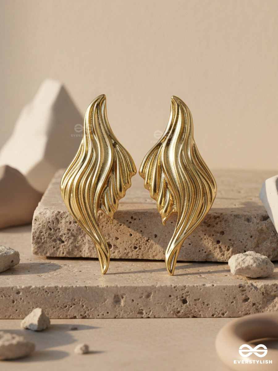 Wing Drape - Textured Drop Earrings