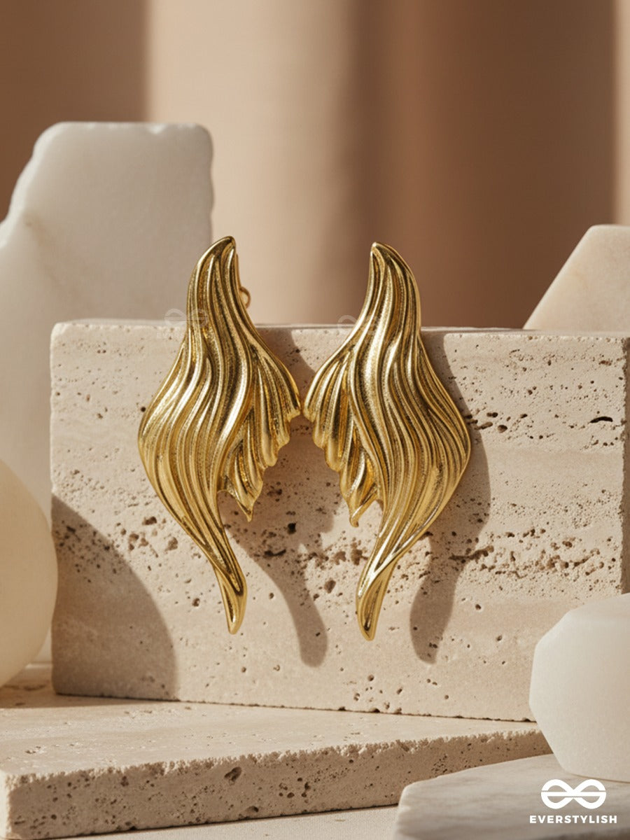 Wing Drape - Textured Drop Earrings