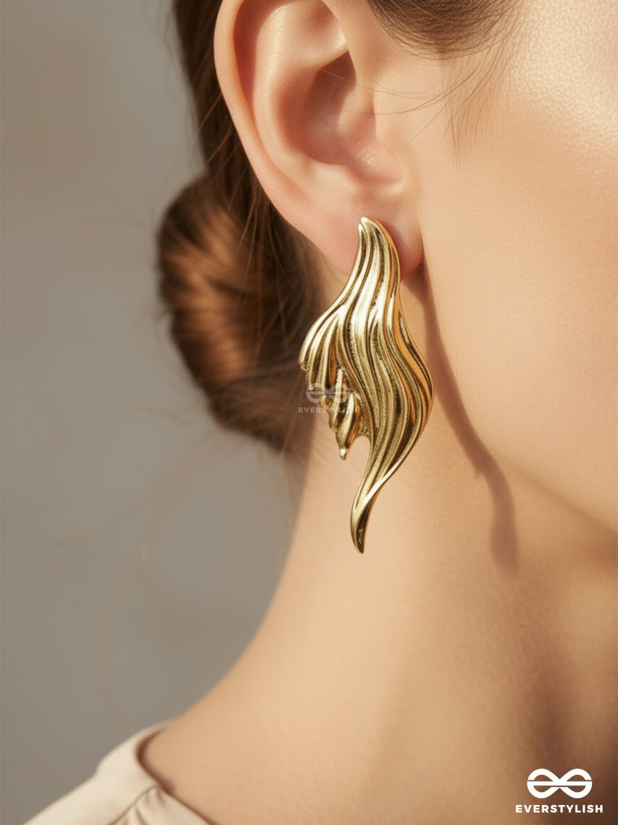 Wing Drape - Textured Drop Earrings