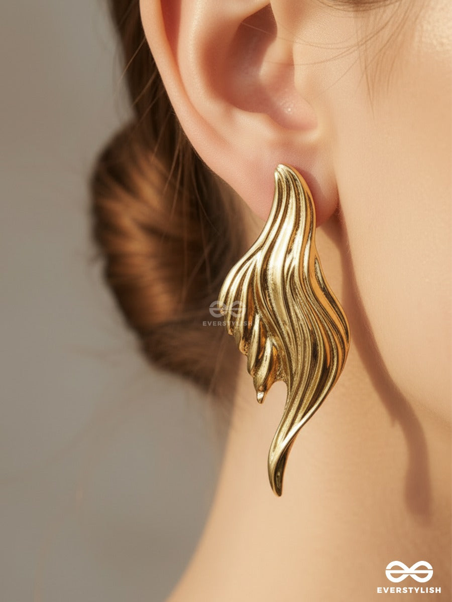 Wing Drape - Textured Drop Earrings