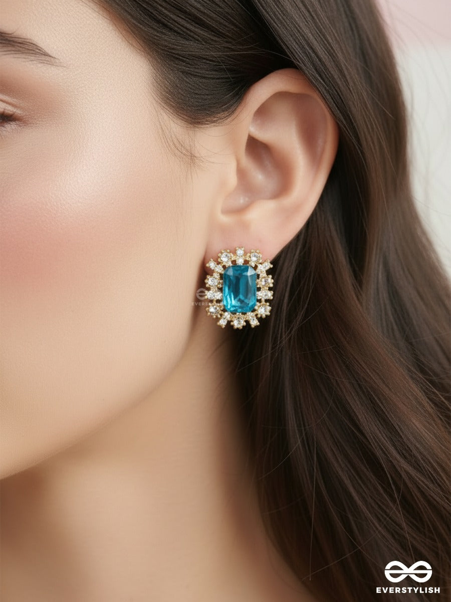 Teal Empress - Gem Frame Earrings