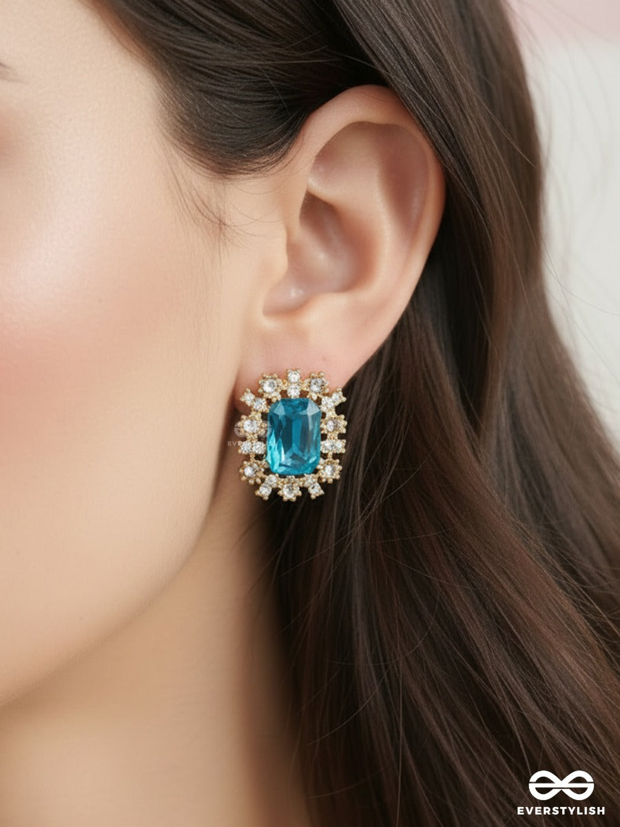 Teal Empress - Gem Frame Earrings