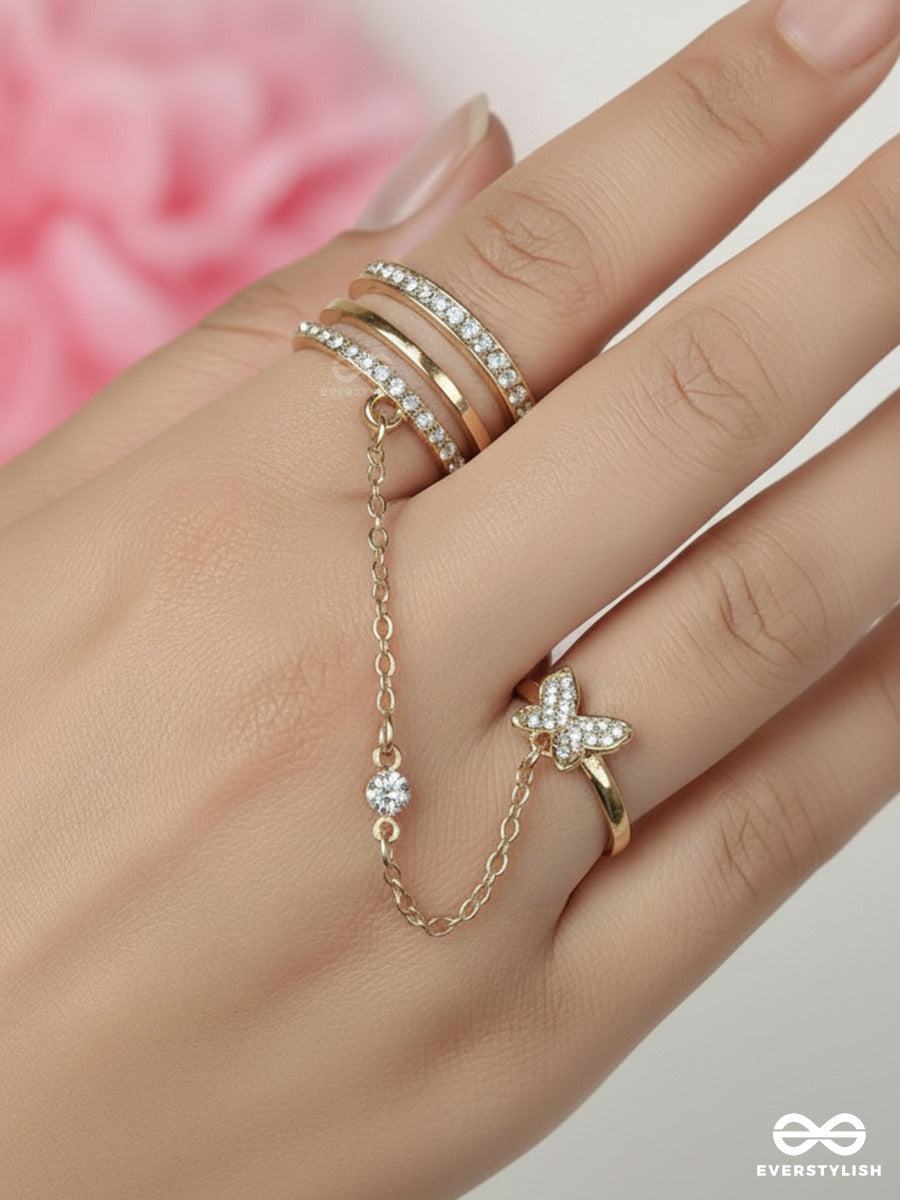 Starlink Cuff - Gold Plated Chain Connected Earcuff Earrings