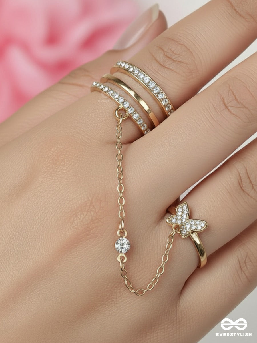 Starlink Cuff - Gold Plated Chain Connected Earcuff Earrings