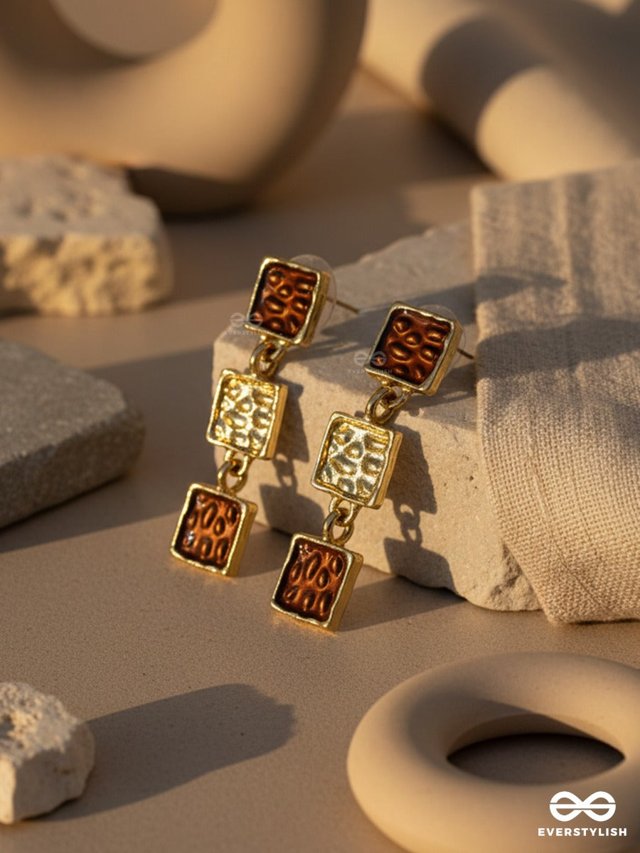 Earth Block - Textured Geometric Earrings