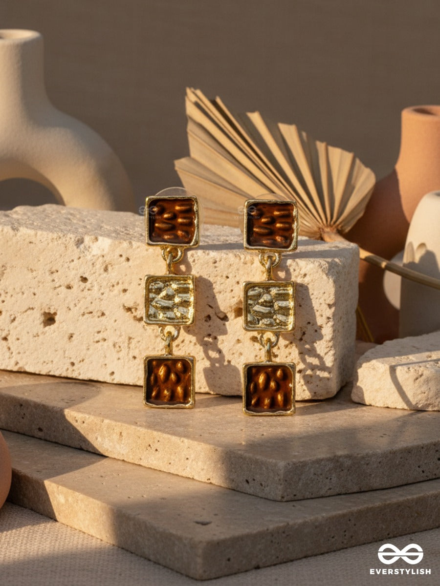 Earth Block - Textured Geometric Earrings