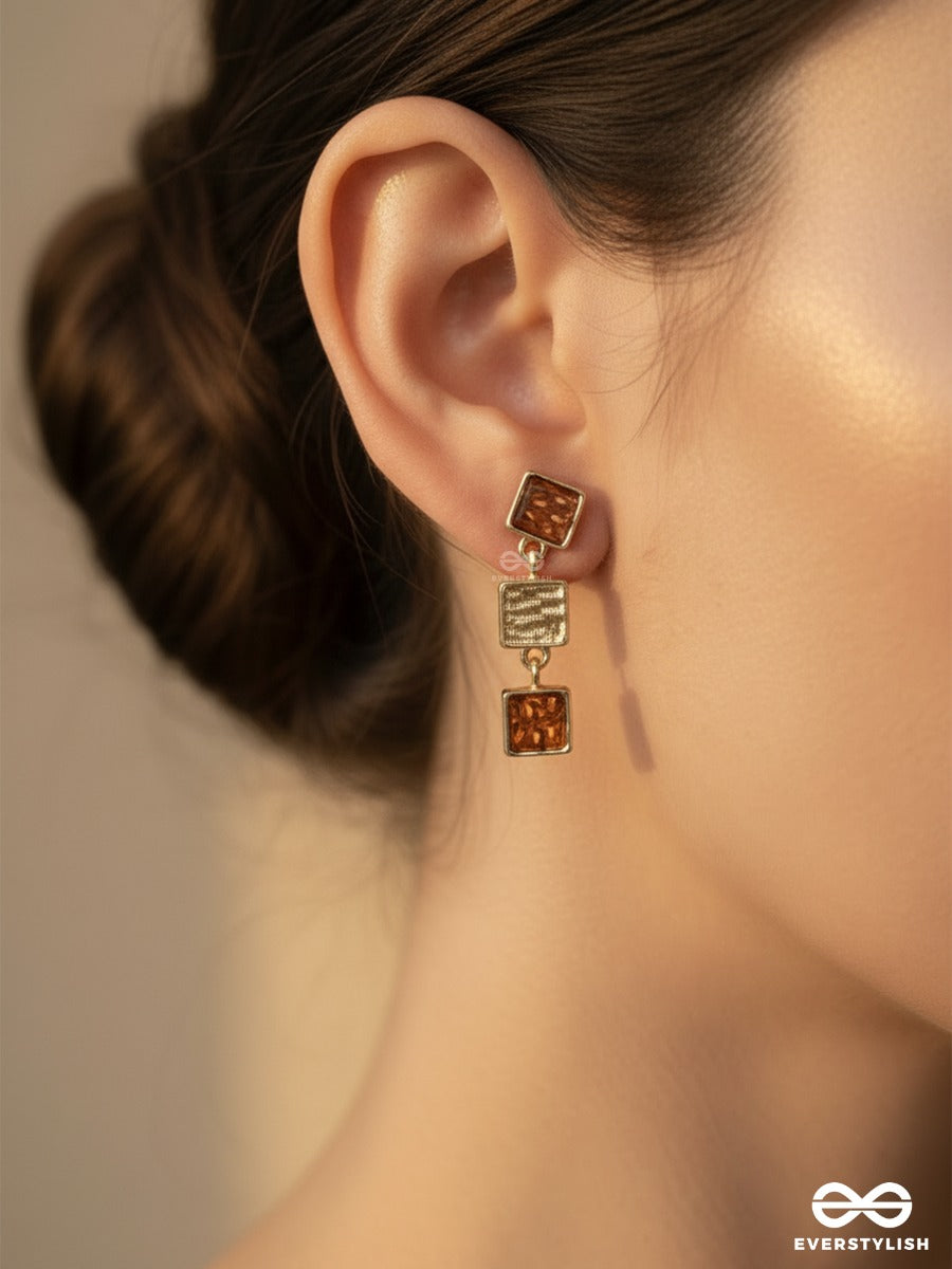Earth Block - Textured Geometric Earrings