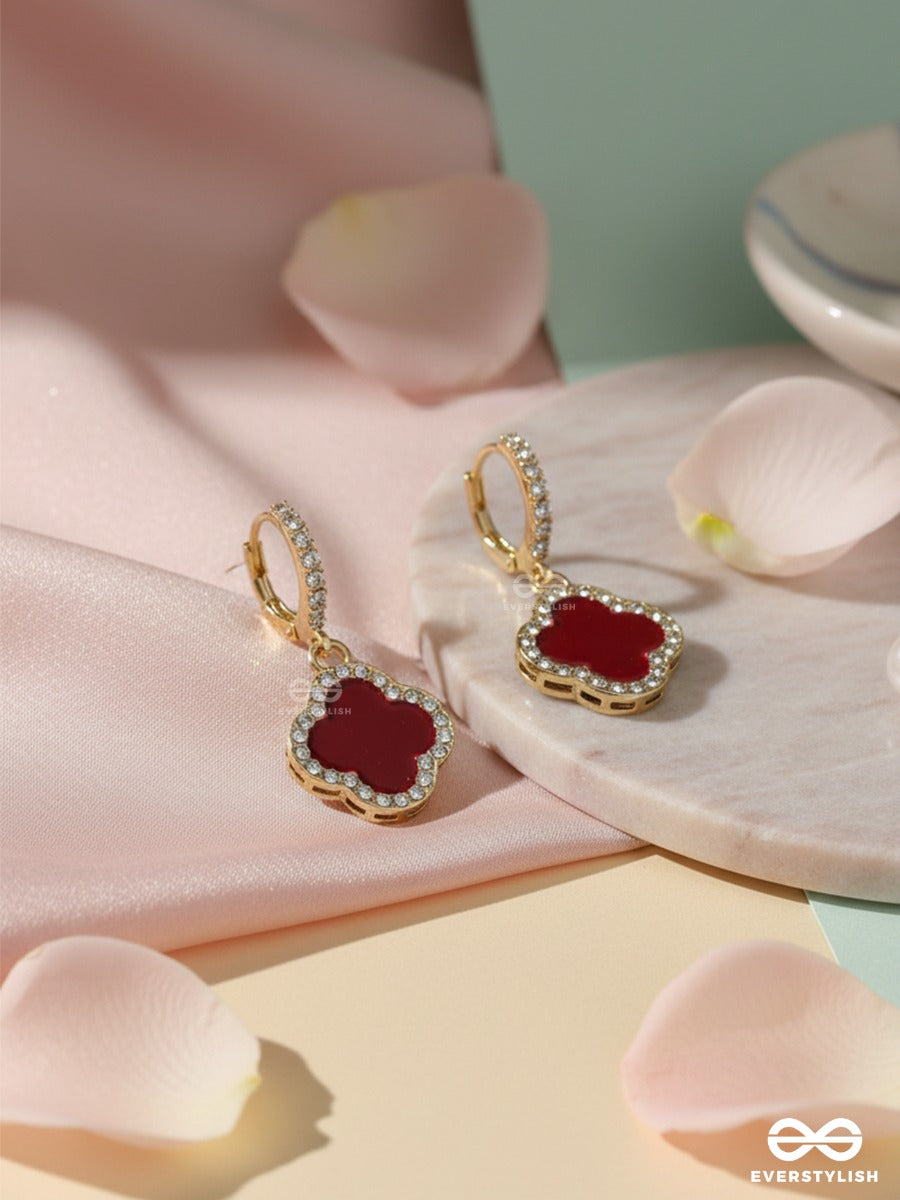 Crimson Trefoil - Stone Drop Clover Earrings