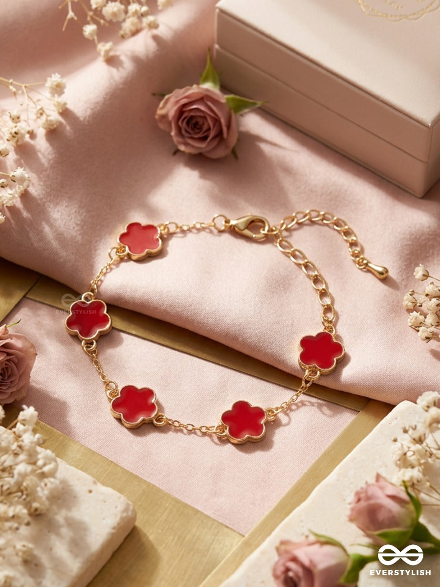 Crimson Bloom - Floral Link Bracelet