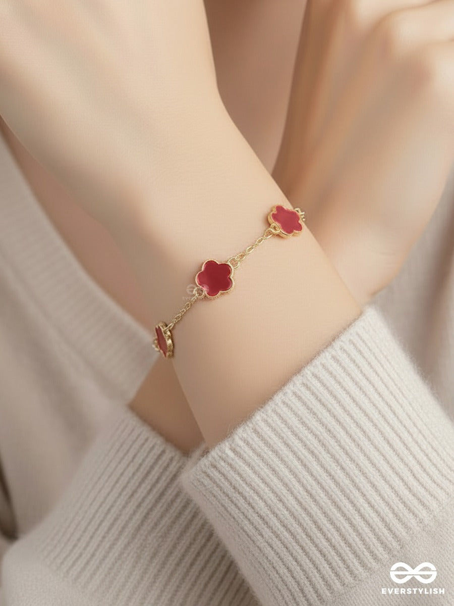 Crimson Bloom - Floral Link Bracelet