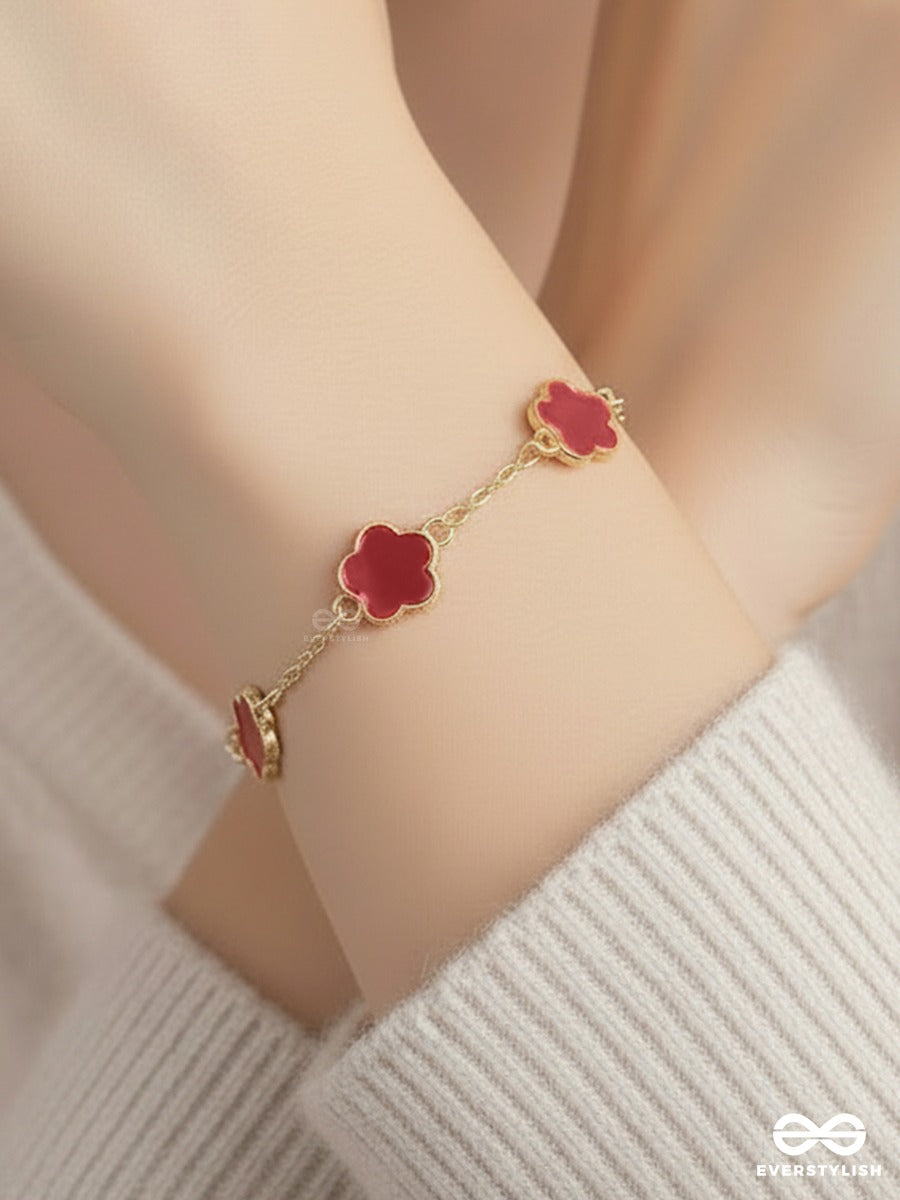Crimson Bloom - Floral Link Bracelet