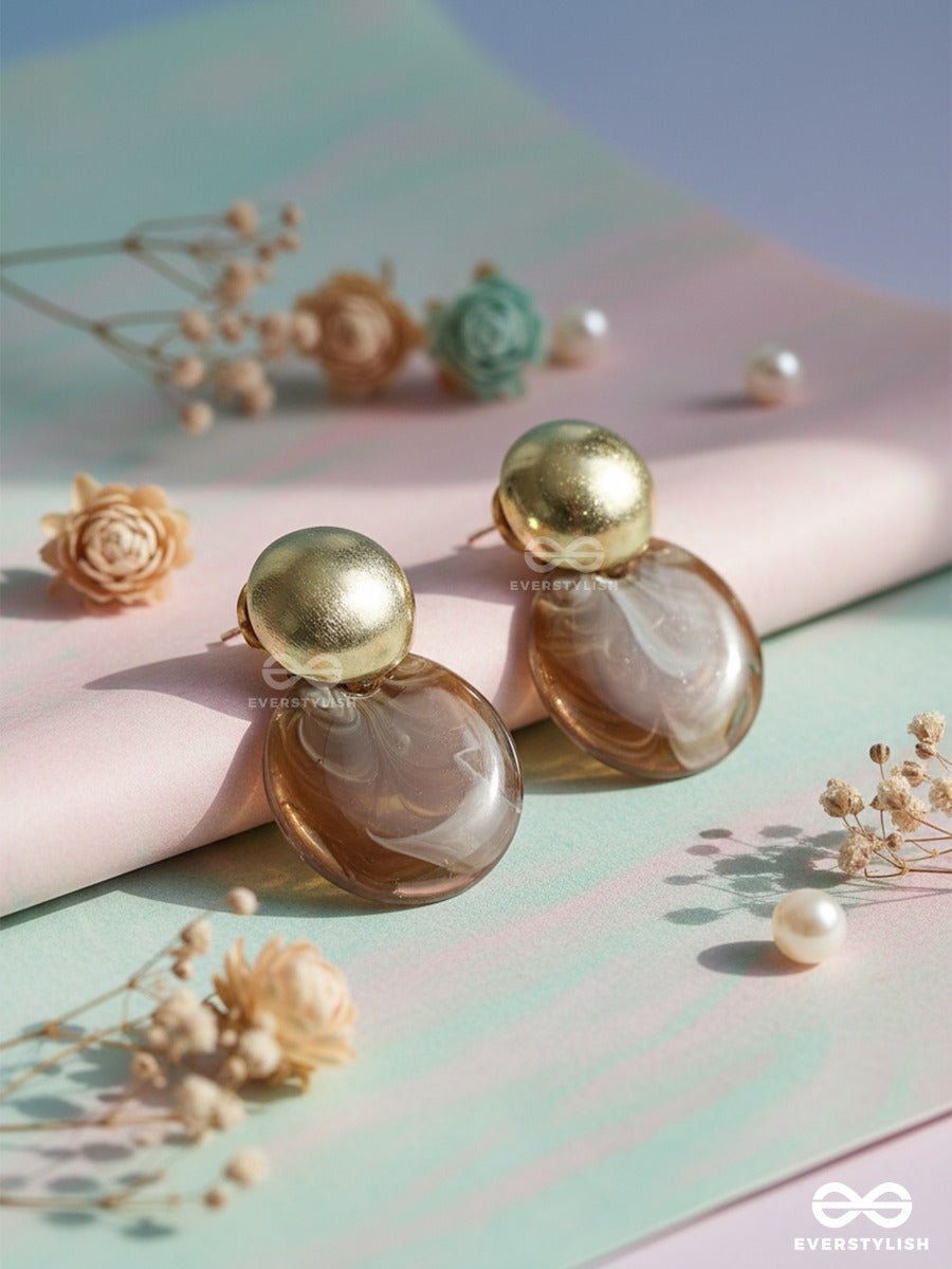 Toffee Gleam - Textured Disc Stud Earrings