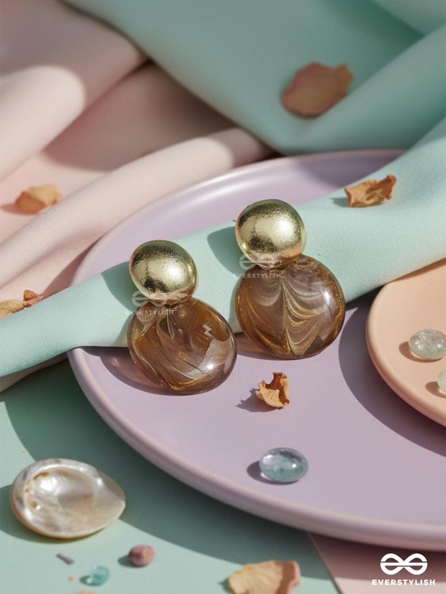 Toffee Gleam - Textured Disc Stud Earrings