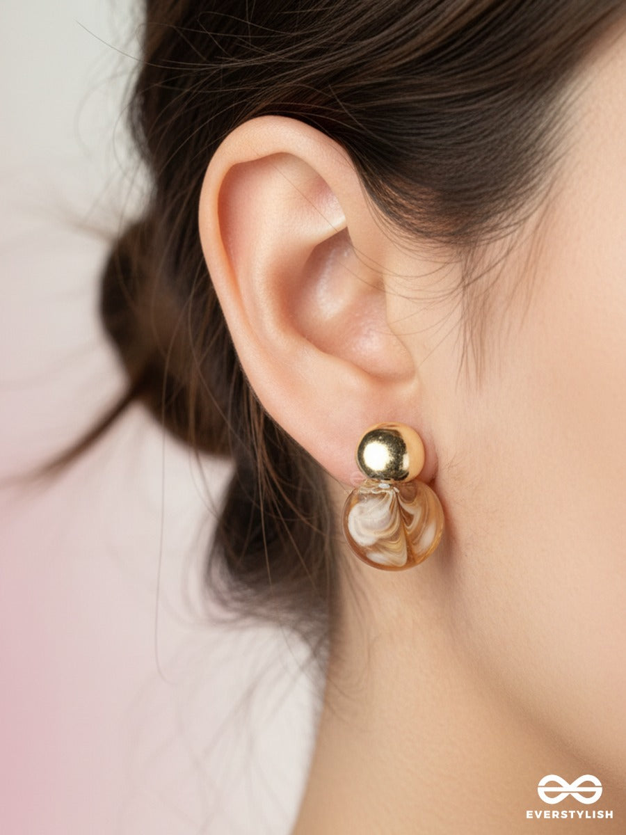 Toffee Gleam - Textured Disc Stud Earrings