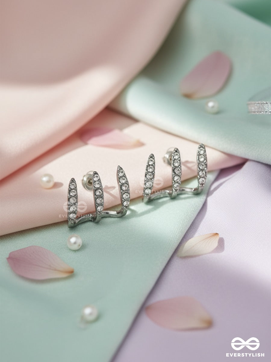 Tiara Trace - Minimal Crown Silver Stud Earrings