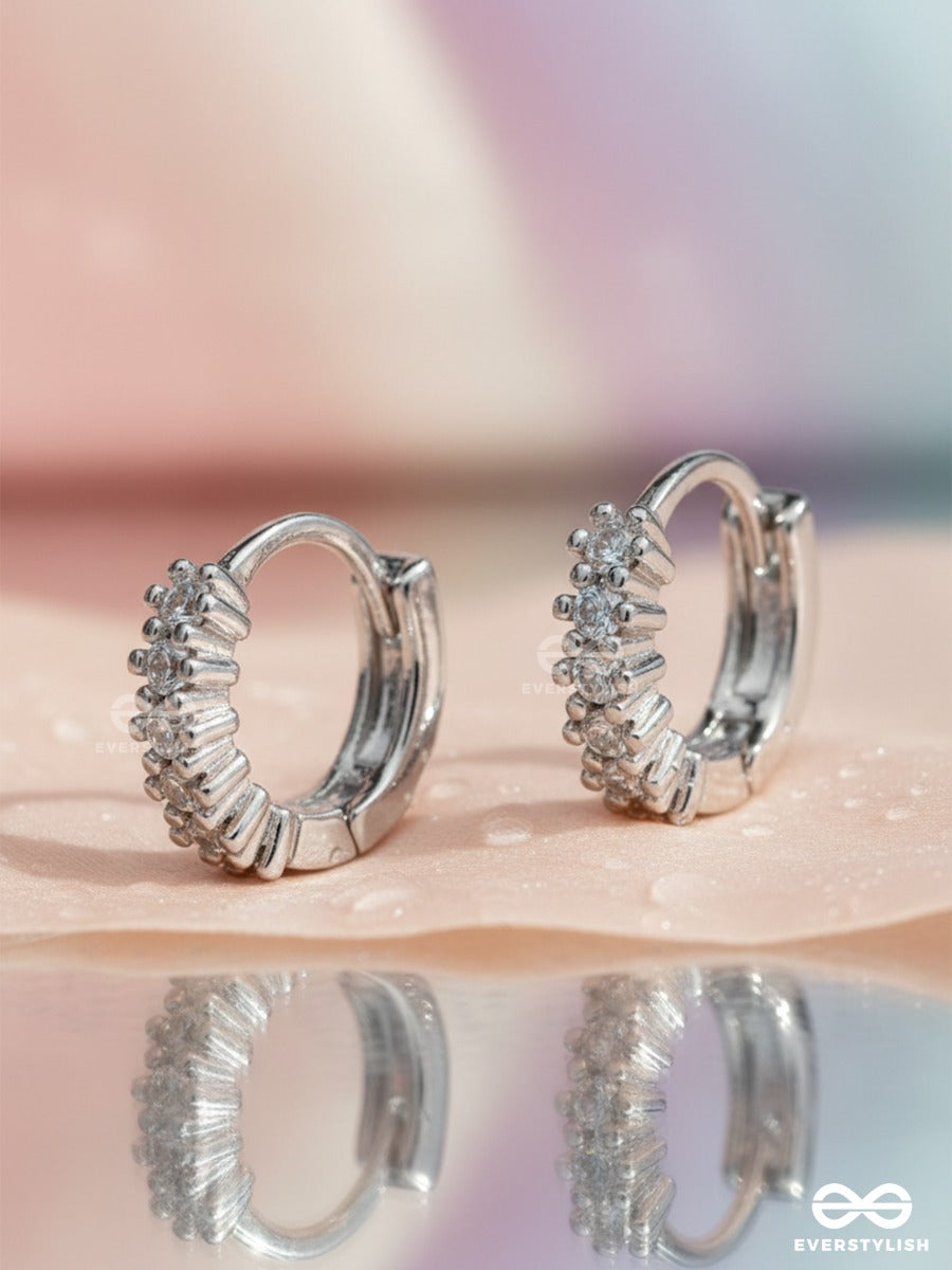 Spark Rim - Silver Pave Hoop Earrings