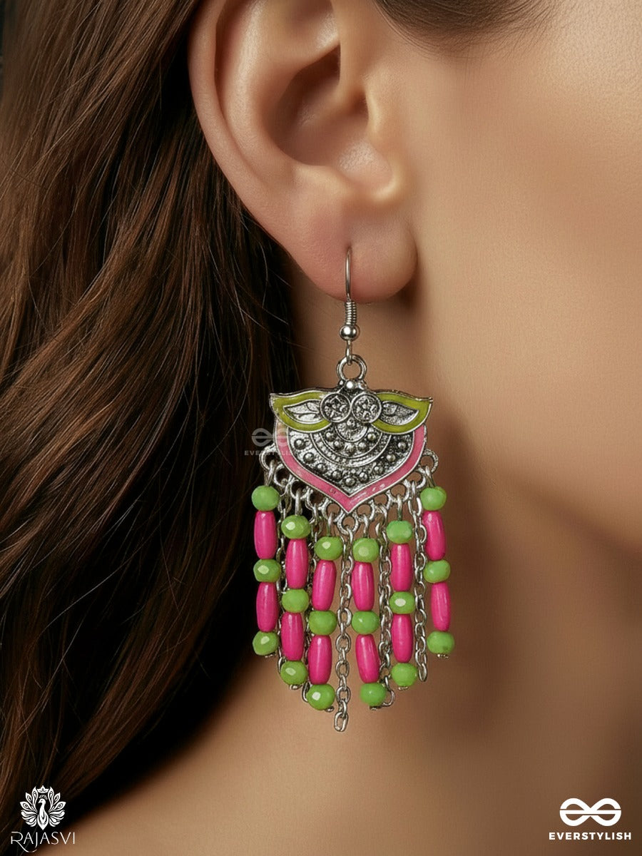Pink Parade - Oxidised Tassel Drop Earrings