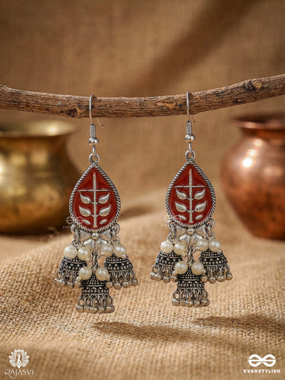 Ember Foliage - Oxidised Statement Jodhpuri Jhumkas
