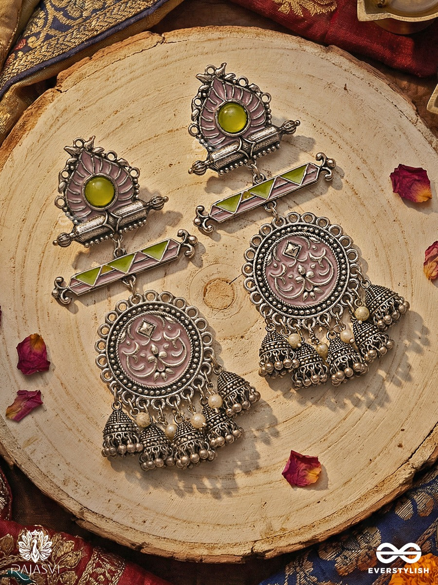 Iris Empress - Oxidised Heritage Statement Earrings