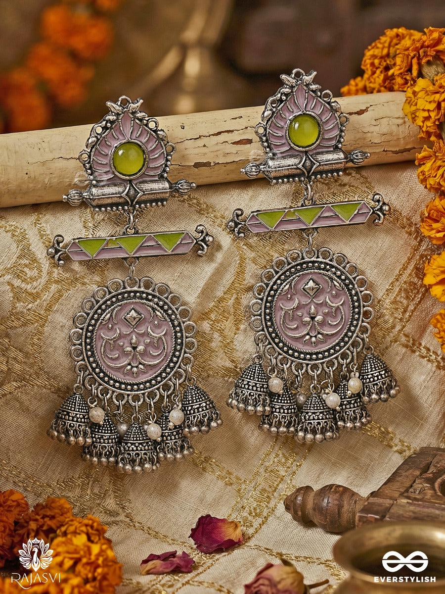 Iris Empress - Oxidised Heritage Statement Earrings