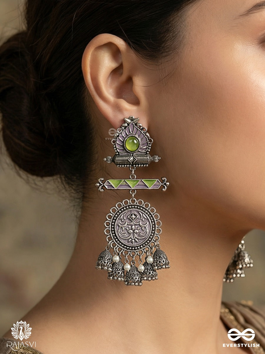 Iris Empress - Oxidised Heritage Statement Earrings