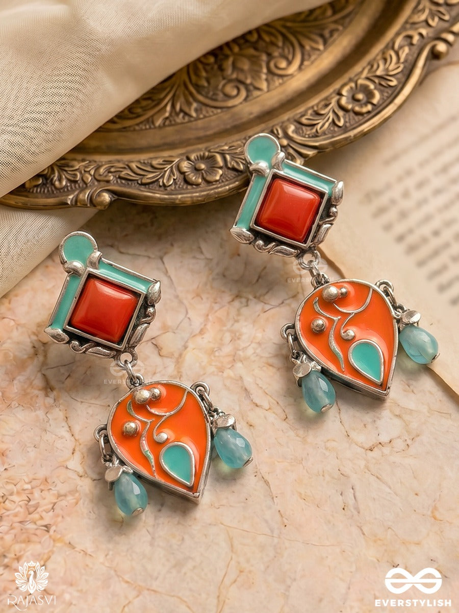 Tribal Sunbeam - Oxidised Enamel Statement Jodhpuri Jhumkas