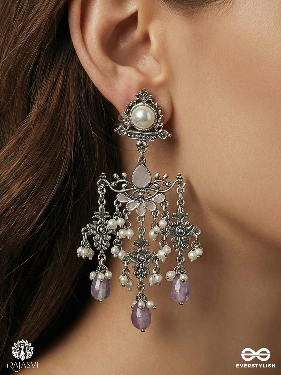 Enchanted Vine - Oxidised Ornate Chandelier Jodhpuri Jhumkas
