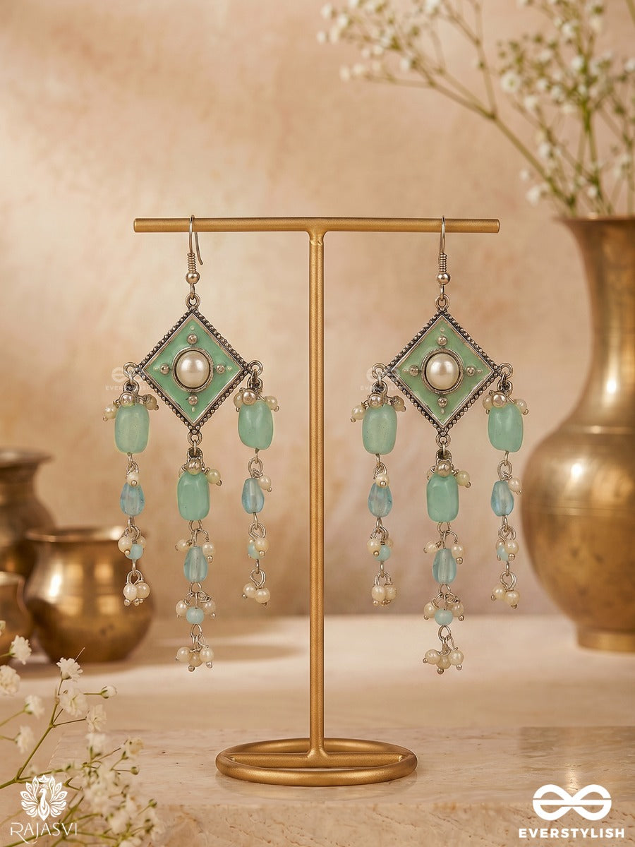 Pankhuri Tinkle - Oxidised Jodhpuri Jhumkas With Diamond Motif And Dangling Drops