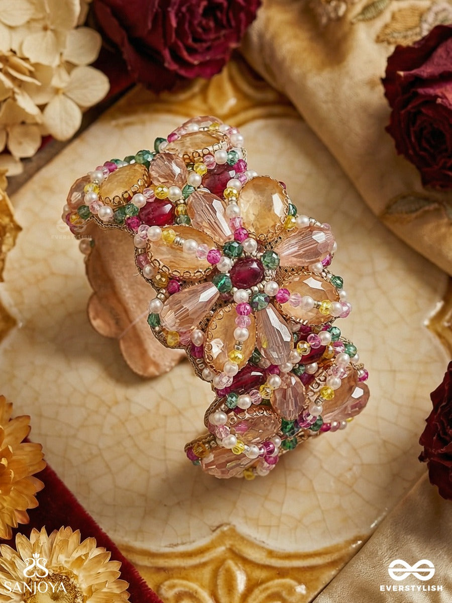 Rangmallika - Garland Of Colours - Embellished Bangle With Blossom Cluster Design And Beaded Detailing