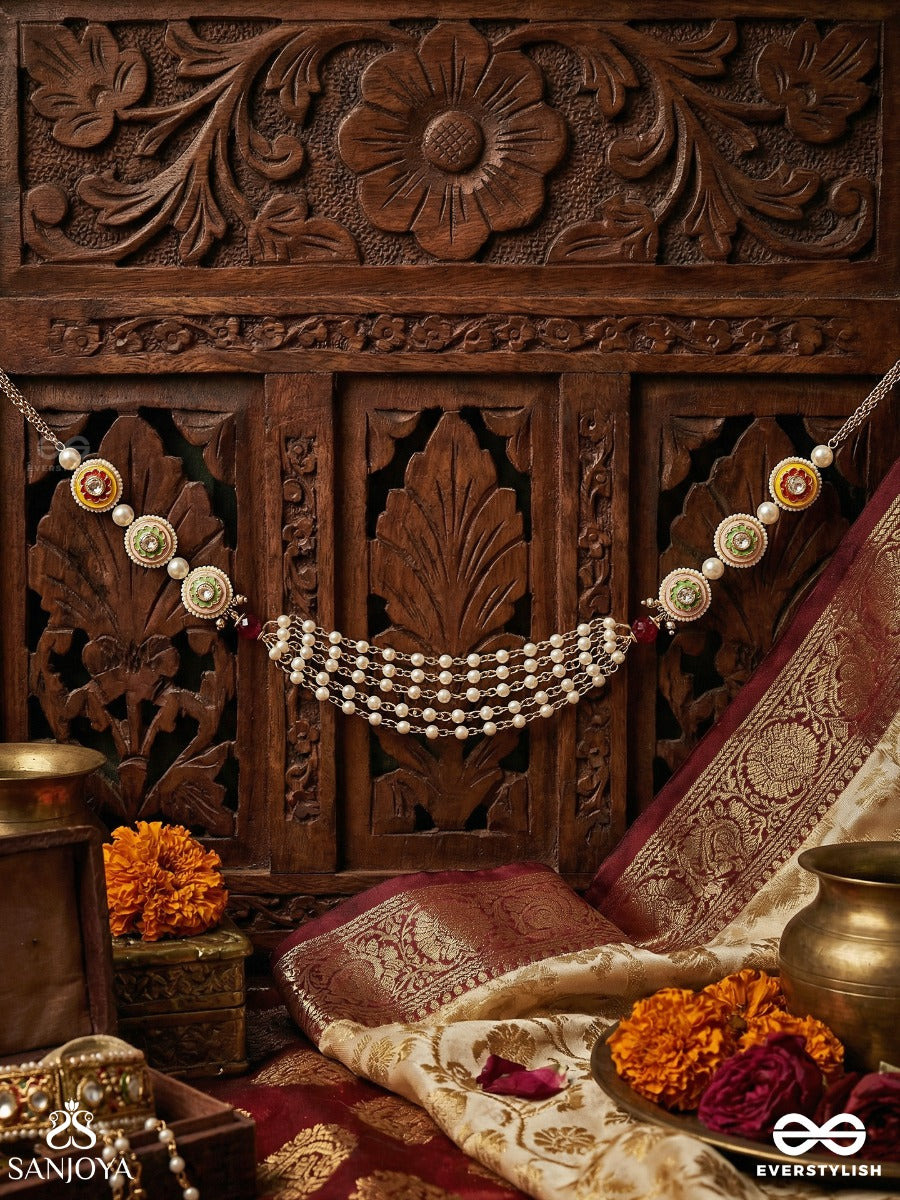 Manisutra - Jewel Thread - Elegant Necklace With Gemmed Panels And Layered Drop Chains