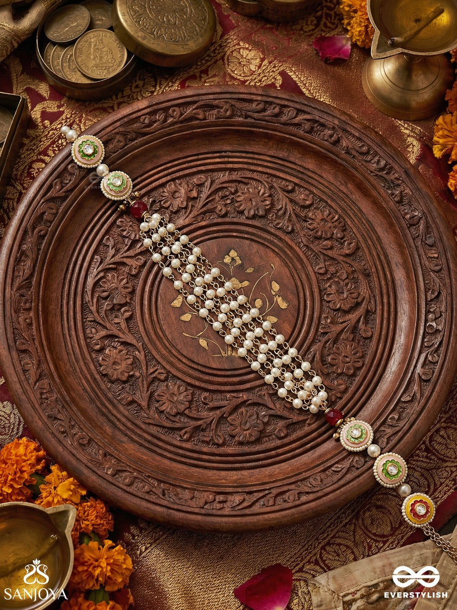 Manisutra - Jewel Thread - Elegant Necklace With Gemmed Panels And Layered Drop Chains