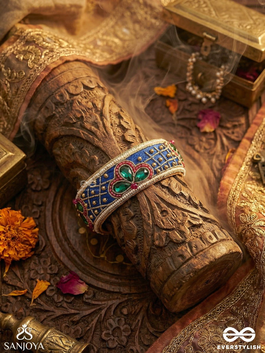Neelketana - Blue Emblem - Ornate Bracelet With Enamelled Panel And Gemmed Motif Detail (Pack Of 1)