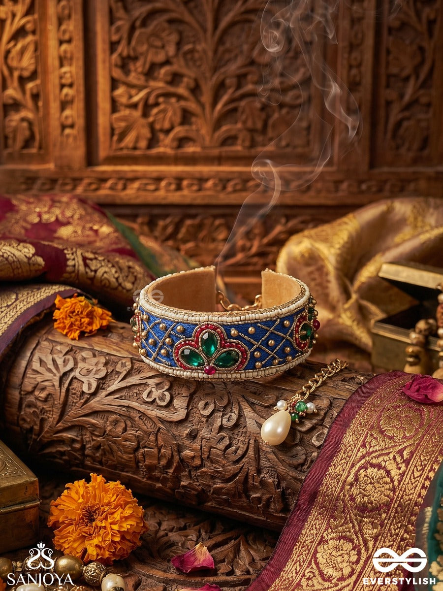 Neelketana - Blue Emblem - Ornate Bracelet With Enamelled Panel And Gemmed Motif Detail (Pack Of 1)