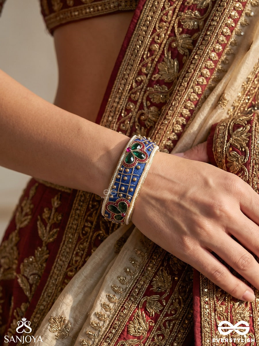Neelketana - Blue Emblem - Ornate Bracelet With Enamelled Panel And Gemmed Motif Detail (Pack Of 1)